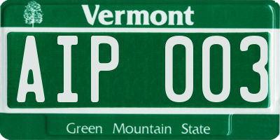 VT license plate AIP003