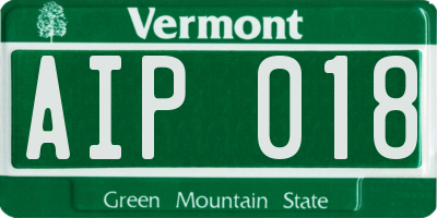 VT license plate AIP018