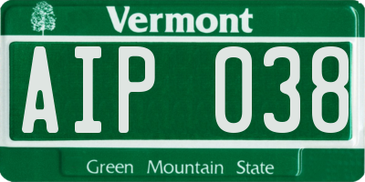 VT license plate AIP038