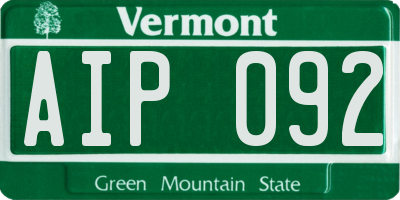 VT license plate AIP092