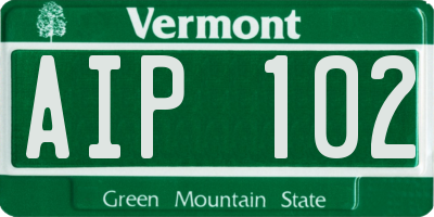VT license plate AIP102