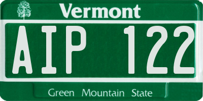 VT license plate AIP122