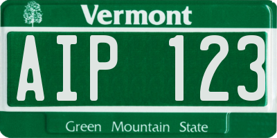 VT license plate AIP123