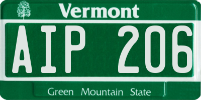 VT license plate AIP206
