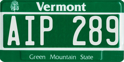 VT license plate AIP289