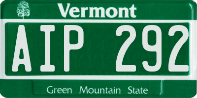 VT license plate AIP292
