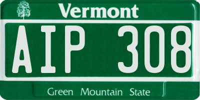 VT license plate AIP308
