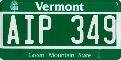 VT license plate AIP349