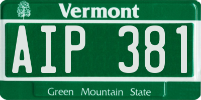 VT license plate AIP381