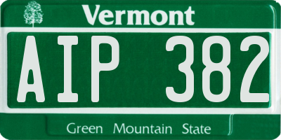 VT license plate AIP382