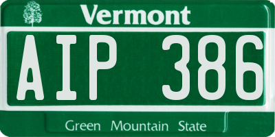 VT license plate AIP386