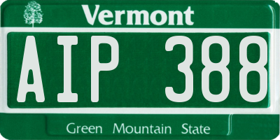 VT license plate AIP388