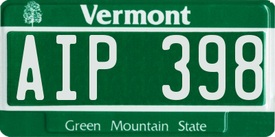 VT license plate AIP398