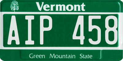 VT license plate AIP458