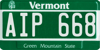VT license plate AIP668
