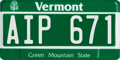 VT license plate AIP671