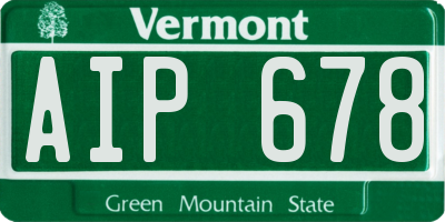VT license plate AIP678