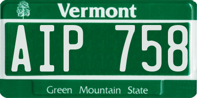 VT license plate AIP758