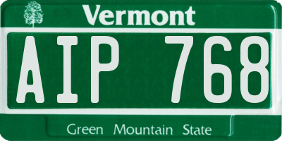 VT license plate AIP768