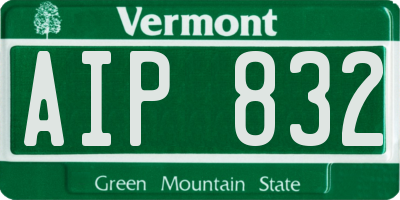 VT license plate AIP832