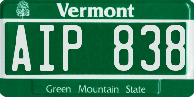 VT license plate AIP838