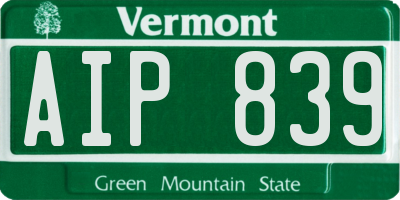 VT license plate AIP839