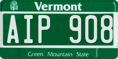 VT license plate AIP908