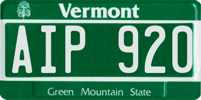 VT license plate AIP920