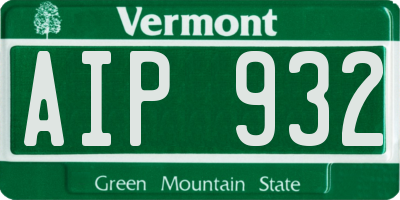 VT license plate AIP932