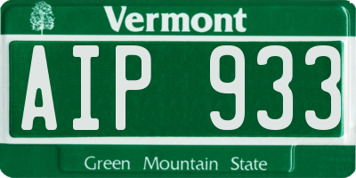 VT license plate AIP933