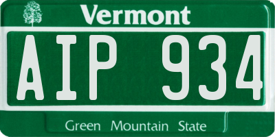 VT license plate AIP934