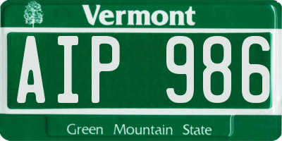 VT license plate AIP986