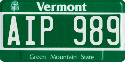 VT license plate AIP989