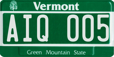 VT license plate AIQ005