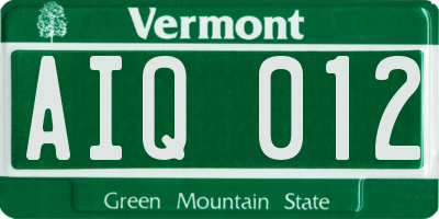 VT license plate AIQ012