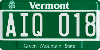 VT license plate AIQ018