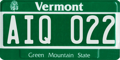 VT license plate AIQ022