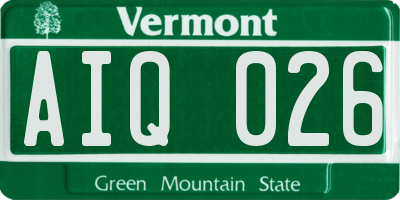 VT license plate AIQ026
