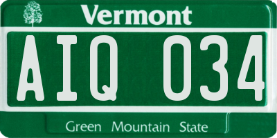VT license plate AIQ034