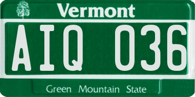VT license plate AIQ036