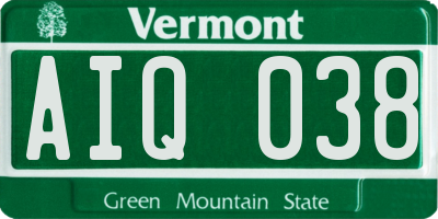 VT license plate AIQ038