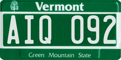 VT license plate AIQ092
