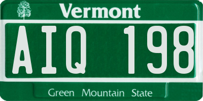VT license plate AIQ198