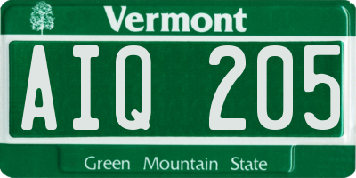 VT license plate AIQ205