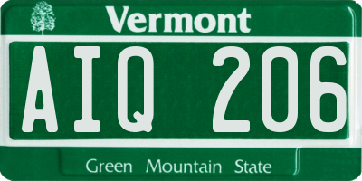 VT license plate AIQ206
