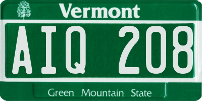 VT license plate AIQ208