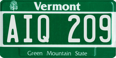 VT license plate AIQ209
