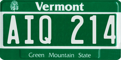 VT license plate AIQ214