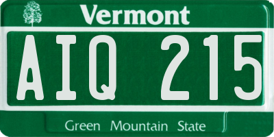 VT license plate AIQ215