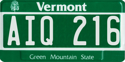 VT license plate AIQ216